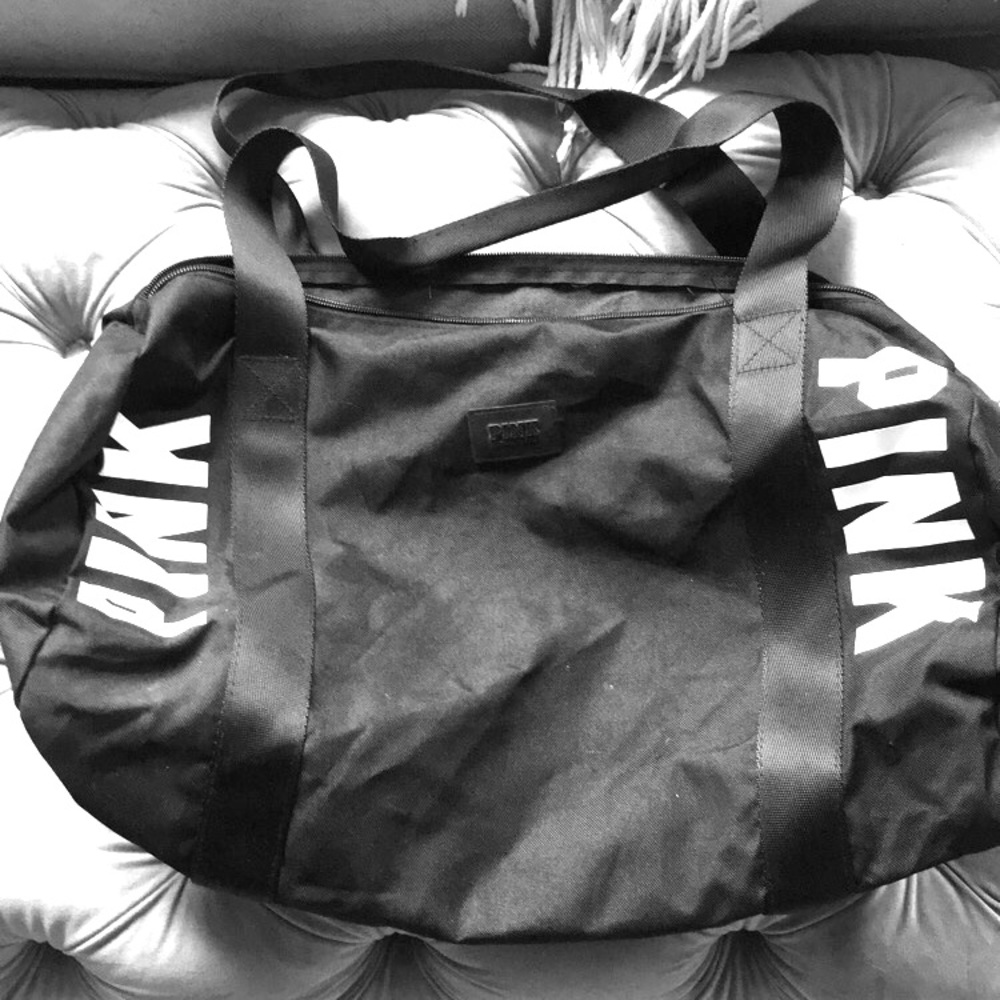 Pink duffel bag